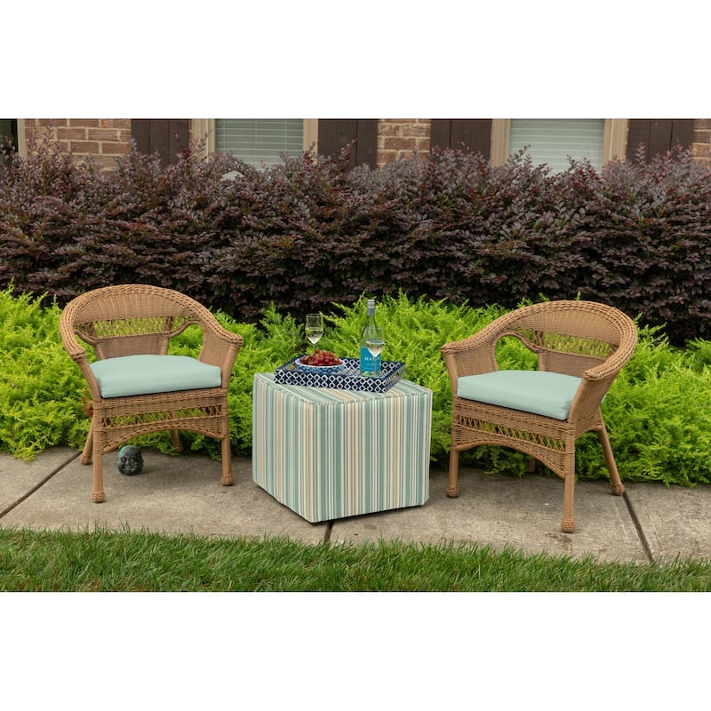 Sunbrella® Solid Fabric 1-Piece Indoor/Outdoor Wicker Seat Pad Cushion, 19.5"W x 19.5"L