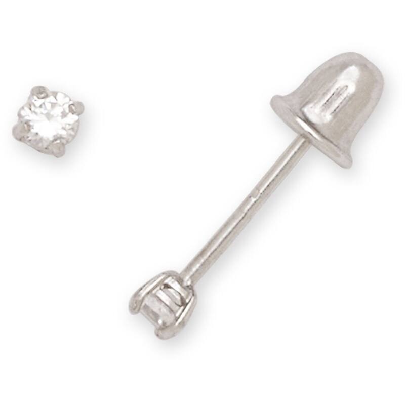 Curata 14k Gold Small 2mm Cubic Zirconia Screw Back Cartilage Earrings