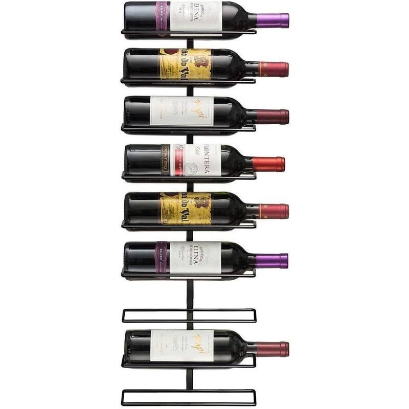 Wall Mount Wine Rack - 10.25"D x 3"W x 28"H - Black