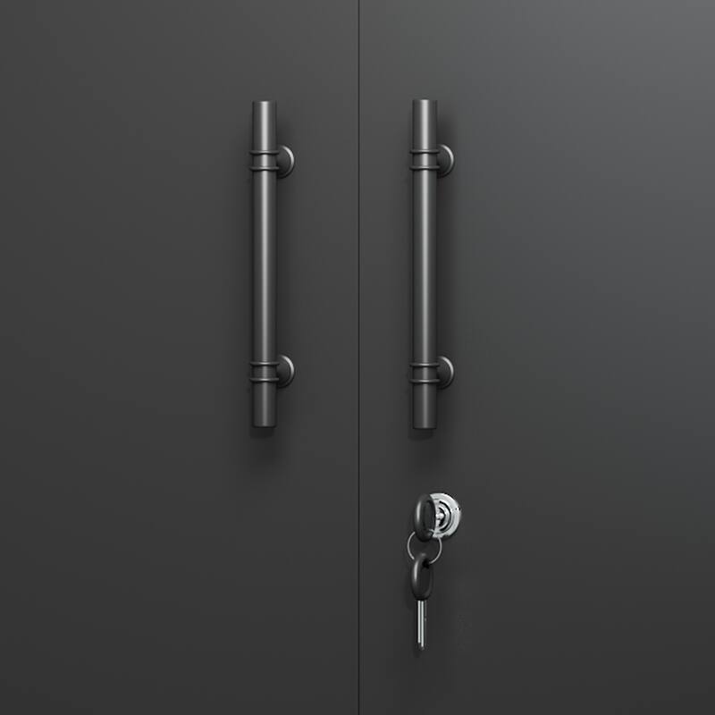 Black Metal Rolling Garage Storage Cabinet with Adjustable Shelves and Lockable Door - 30.31 x 18.11 x 35.40 in (L x W x H)