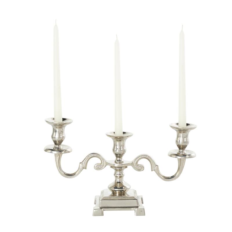Aluminum Metal Scrolled Candelabra - Gold or Silver - Roche River Decor - Silver