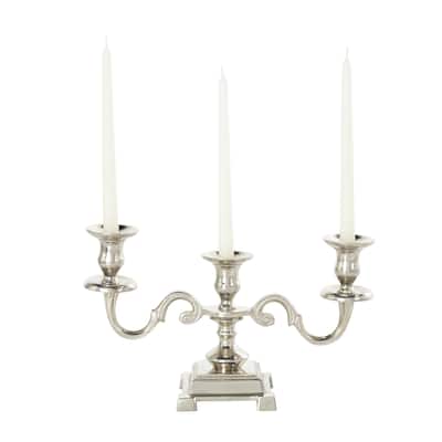 Aluminum Metal Scrolled Candelabra - Gold or Silver - Roche River Decor