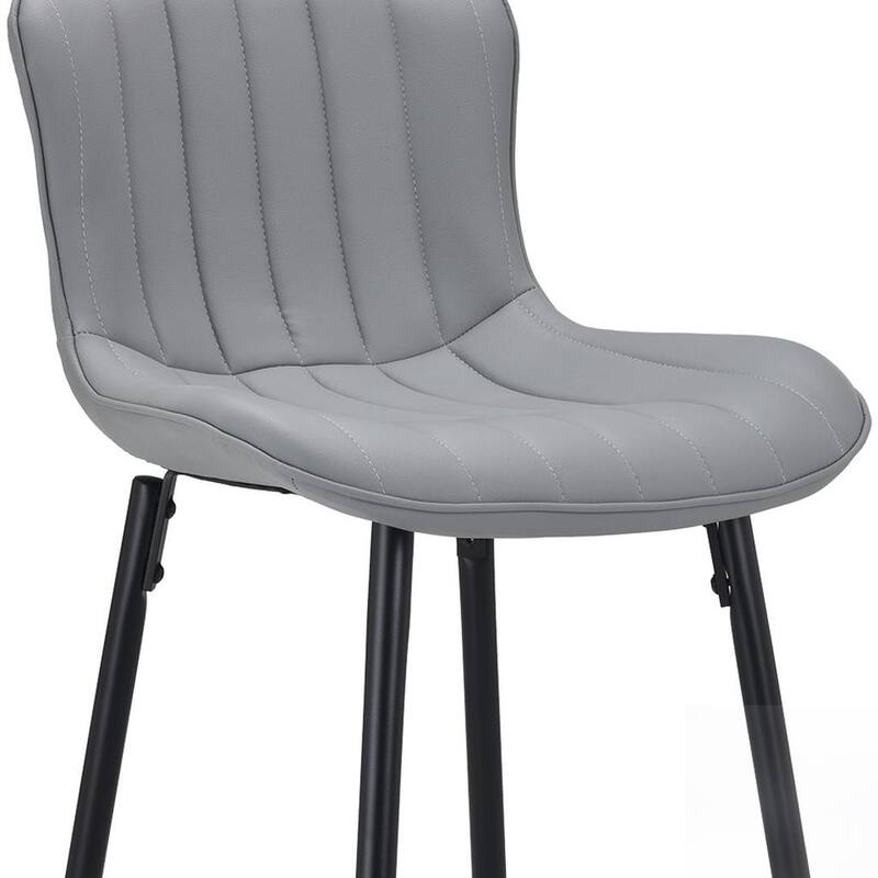 HomeRoots Set of Two 27" Gray and Black Faux Leather and Metal Low Back Counter Height Bar Chairs