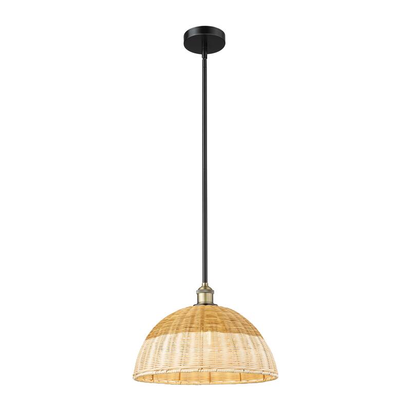 Innovations Lighting Endless Possibilities Edison - Bristol Natural II - 1 Light 16" Stem Hung Mini Pendant - Black Antique Brass/Natural
