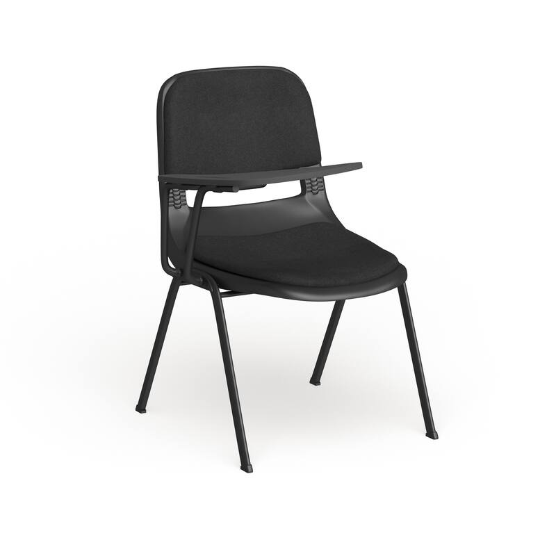 Padded Ergonomic Shell Chair with Right Handed Flip-Up Tablet Arm - Black