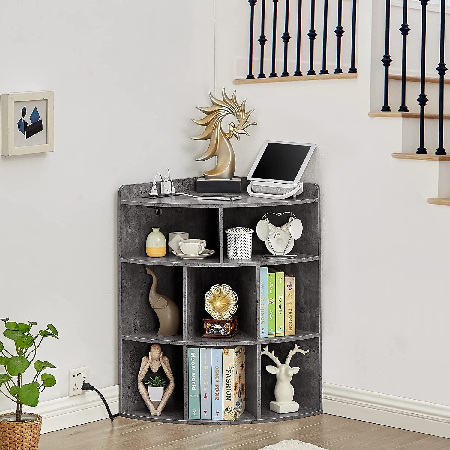 Triangle top corner bookcase