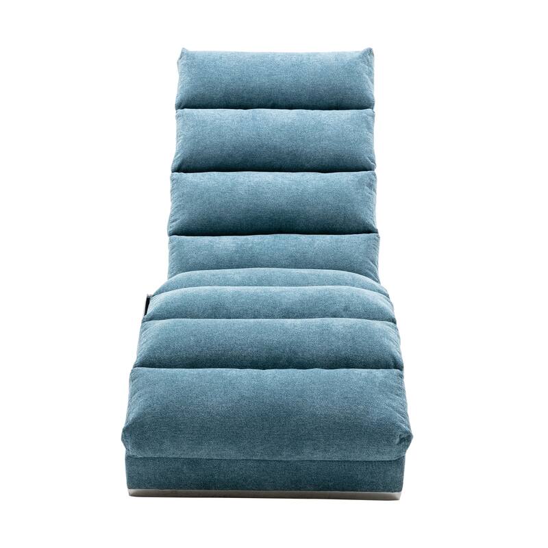 Blue 21.65" High Back Upholstered Chaise Lounge Chair with Massage