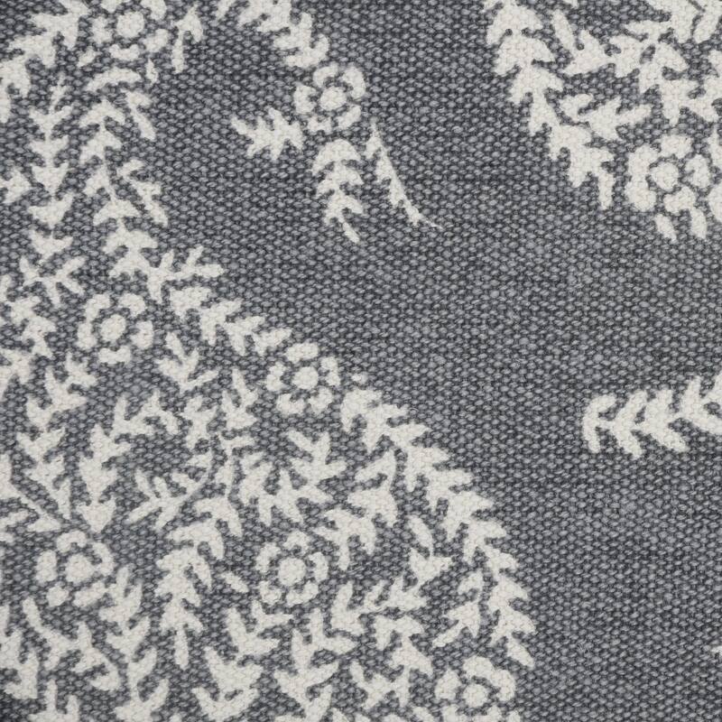 Handwoven Geometric Paisley Square Throw Pillow - 20" - Gray and White