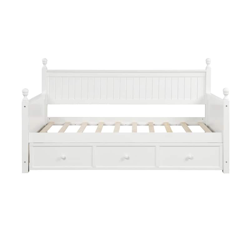 Twin Size Daybed with Three Drawers, No Box Spring Needed, White