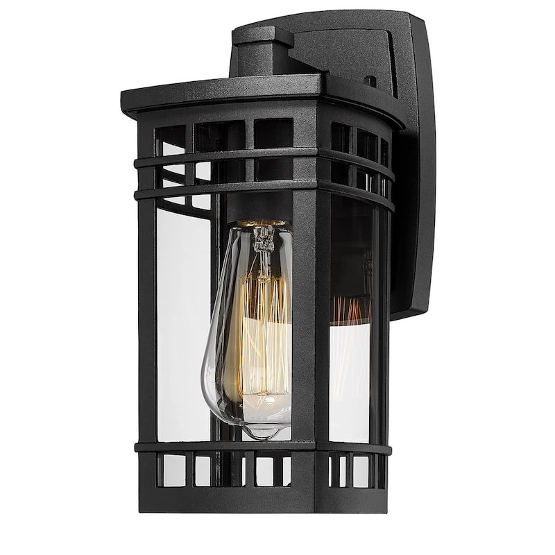 Outdoor Wall Lantern, Exterior Light Fixture Wall Mount with Clear Glass Shade - 1 Pack