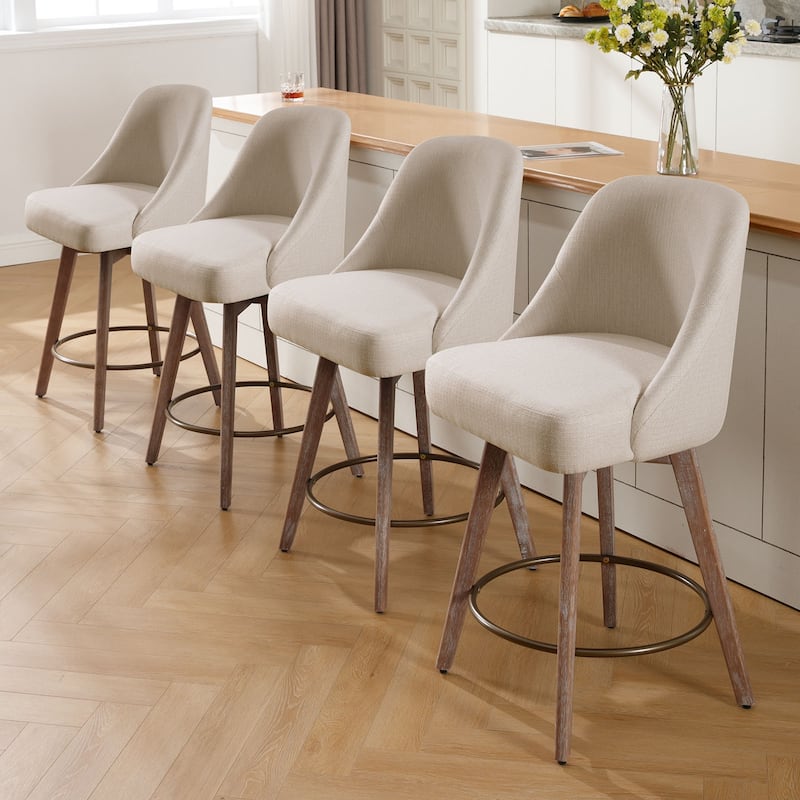 26" Counter Height Swivel Bar Stool, Upholstered Counter Stools - 39.37" (H) x 22.44" (D) x 21.65" (W)