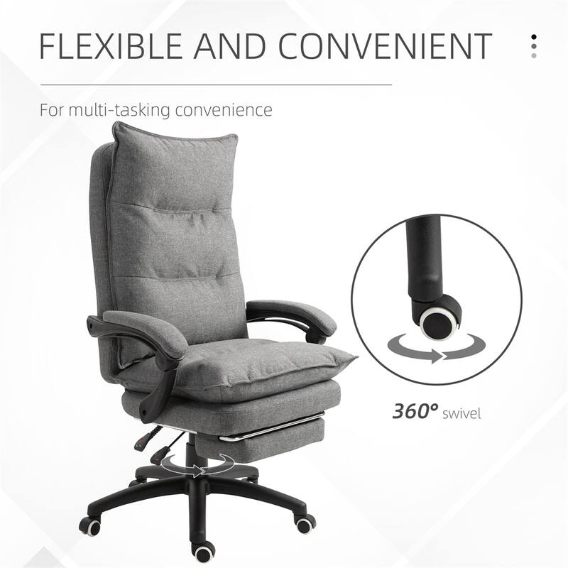Adjustable Height Swivel Home Office Chair with Retractable Footrest