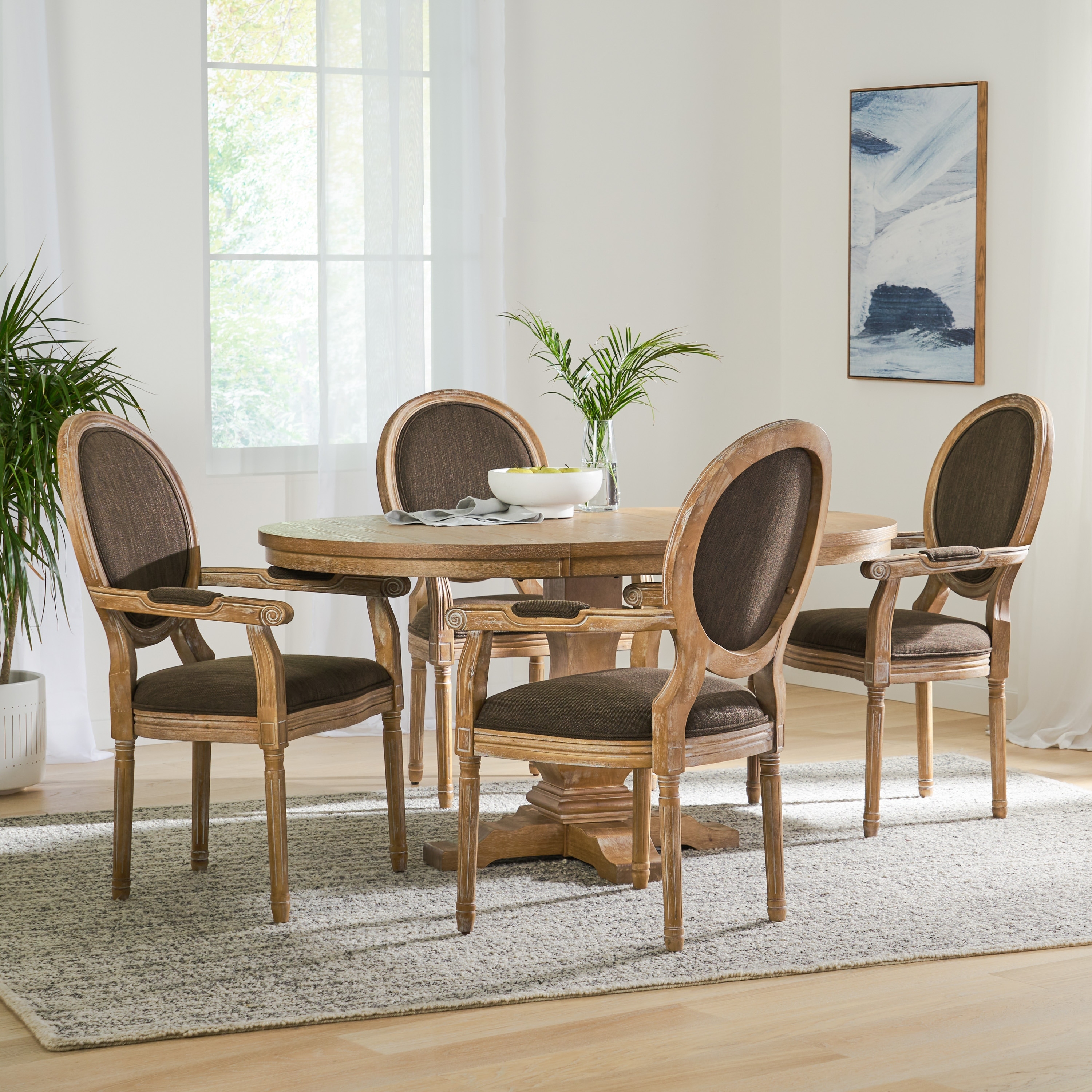 Columbia Fabric and Rubberwood Dining Set by Christopher Knight Home