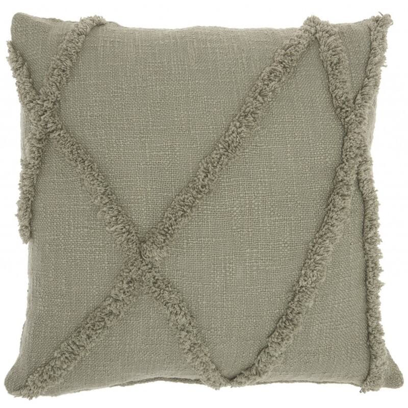 Boho Chic Blue Textured Lines Throw Pillow - 18"X18" - Polyester - Sage