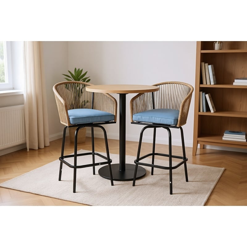 Outdoor Bar Stools Set of 2, 2-Piece Patio Bar Stools with Armrests - N/A
