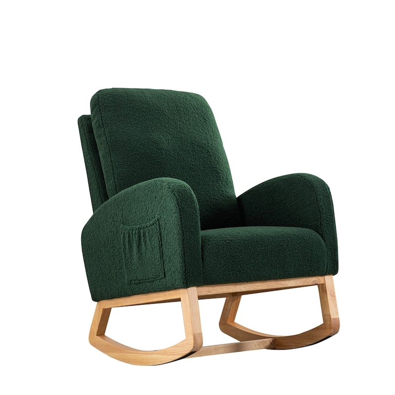 Nursery Rocking Glider Chair with High Back and Side Pocket