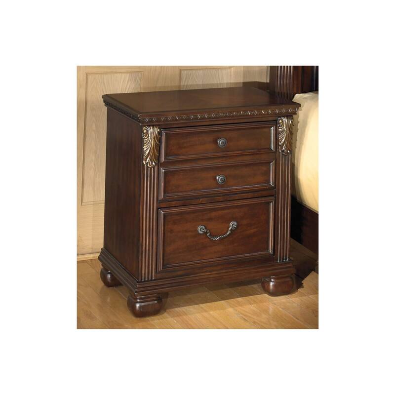 2-Drawer Wood Nightstand in Cherry Finish