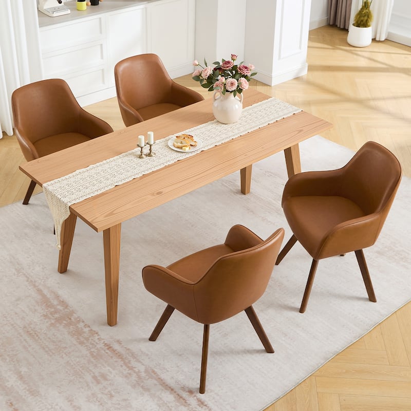 Swivel Upholstered Dining Chair Set of 2 Armchair with Beech Wood Legs - 33.3" H x 23.2" W x 22.4" D