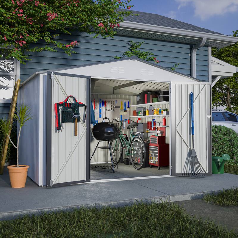 Rust-resistant Metal Garden Shed with Lockable Doors Outdoor Storage Shed Tool Shed, Integrated Vents, Water-proof