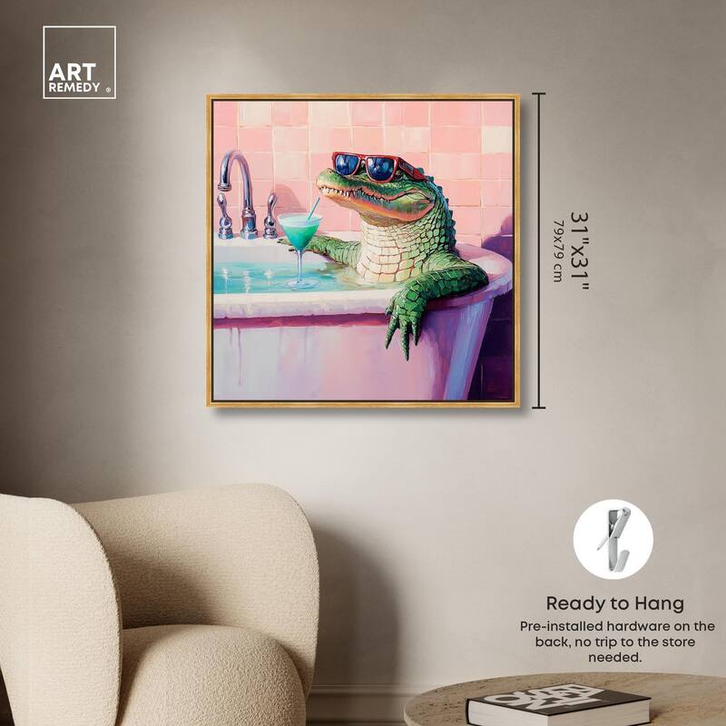 Cocktail Croc II Canvas by Art Remedy