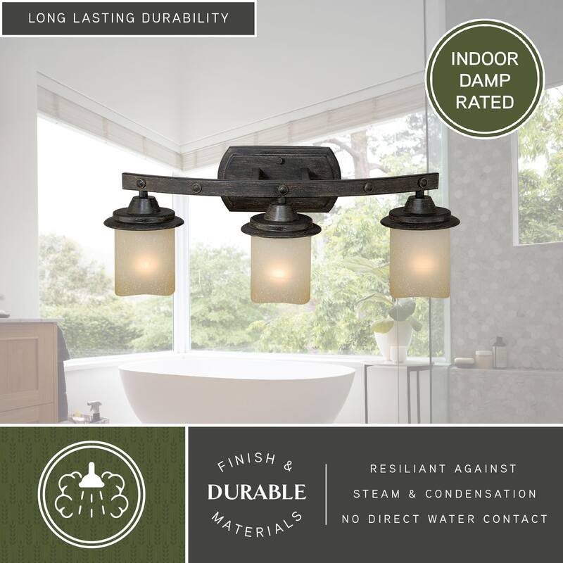 Halifax 3 Light Bronze Rustic Bathroom Vanity Fixture - 22.5-in W x 8.75-in H x 8.25-in D