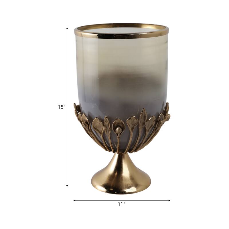 Glass Candle Holder Pedestal Hurricane Contemporary Tabletop Accent