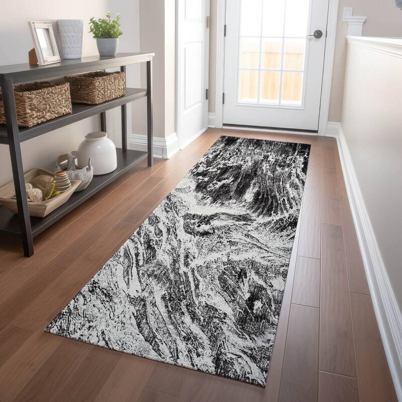 Machine Washable Indoor/ Outdoor Modern Abstract Chantille Rug