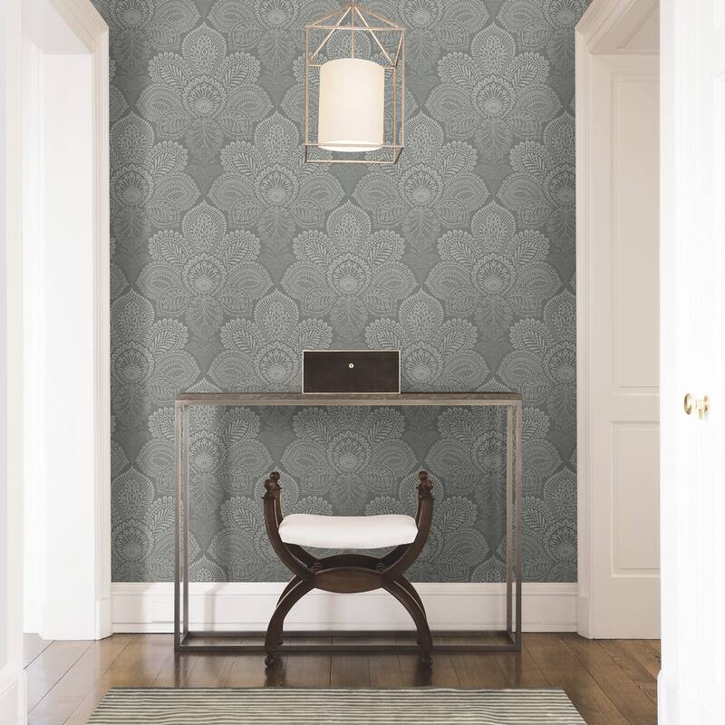 A-Street Prints Triumph Grey Medallion Wallpaper