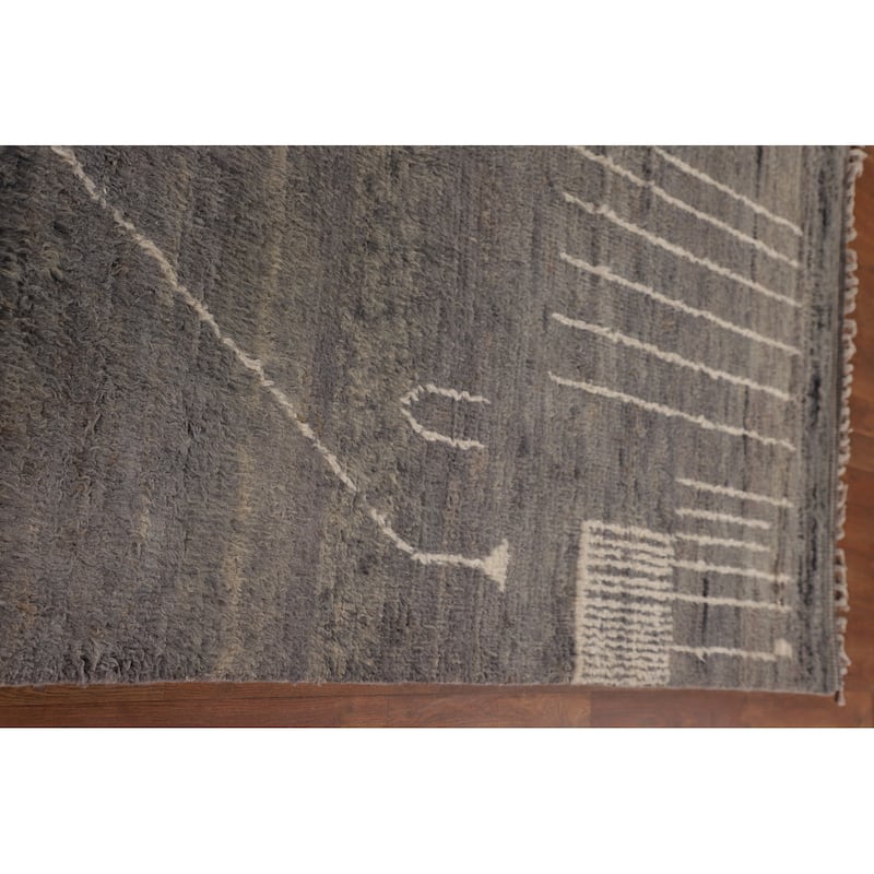 Moroccan Style Area Rug Handmade Wool Carpet - 8'11" x 12'9"
