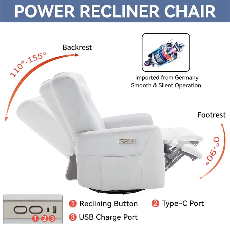 Swivel and Rocker Power Recliner Chair