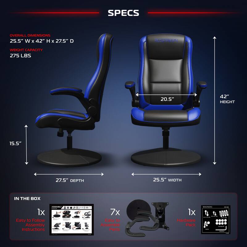 RESPAWN 800 Gaming Chair Floor, Swivel Rocker Gaming Chair, High Back Ergonomic Floor Gaming Chair for Kids and Adults