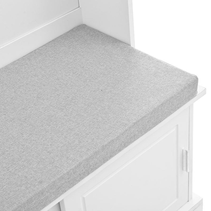 Entryway 3-in-1 Hall Tree with Storage Bench & Sliding Doors, Shoe Cabinet Coat Rack with Cushioned Seat & Anti-Tip