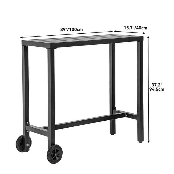 dimension image slide 0 of 2, Moasis Patio Metal Counter Table Bar Table with Wheels (Table Only)