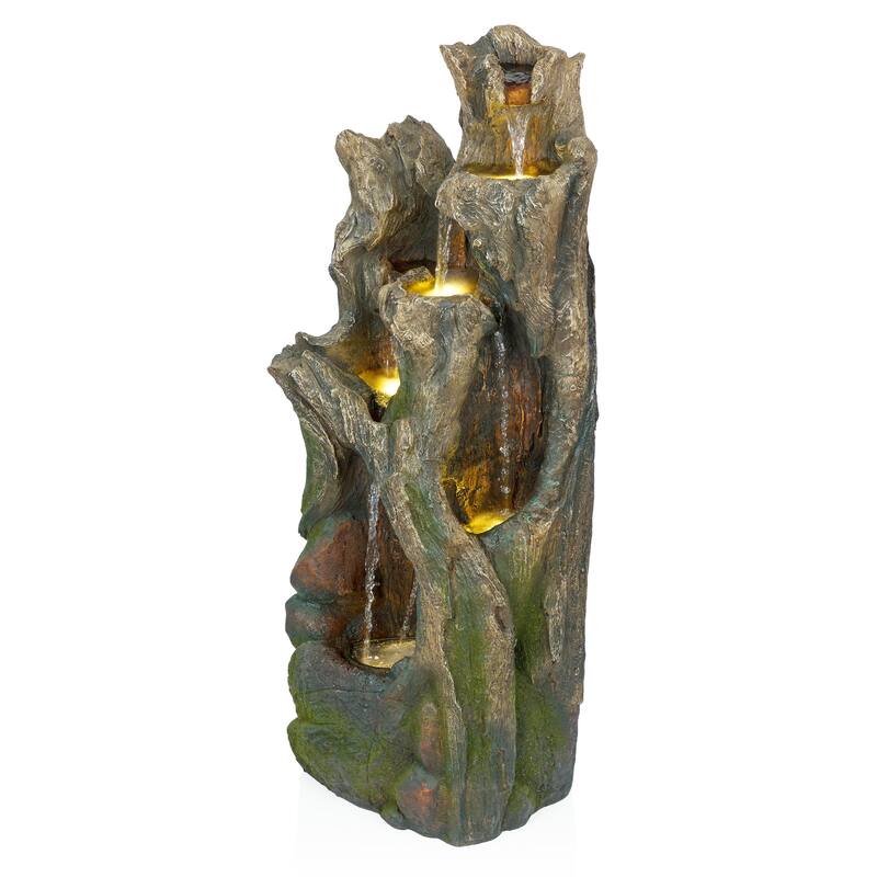 Tree Trunk Fountain with Lights
