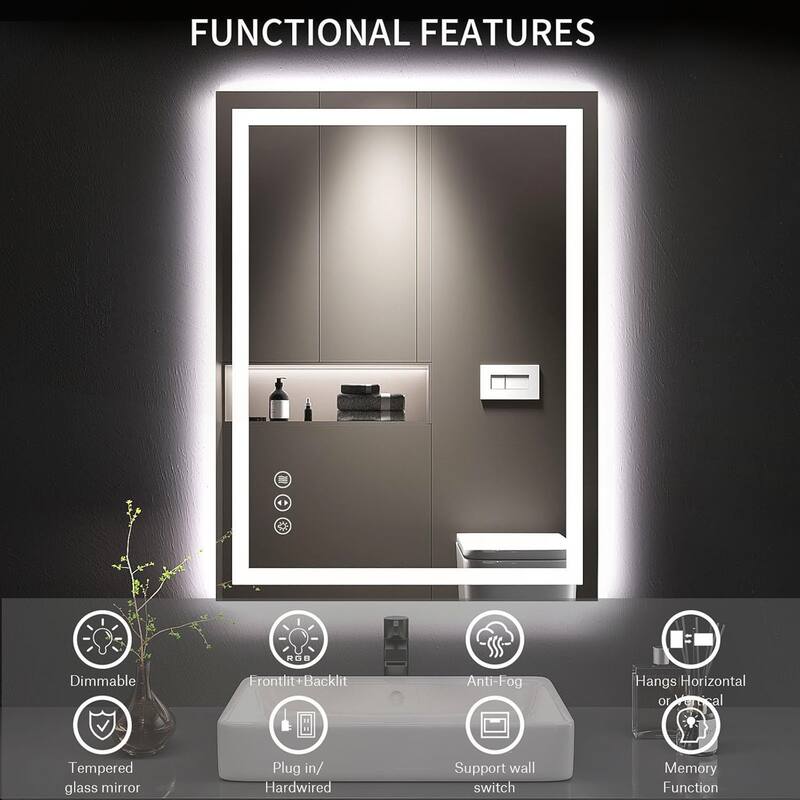 32x24 Inch Waterproof Bathroom Vanity Mirror