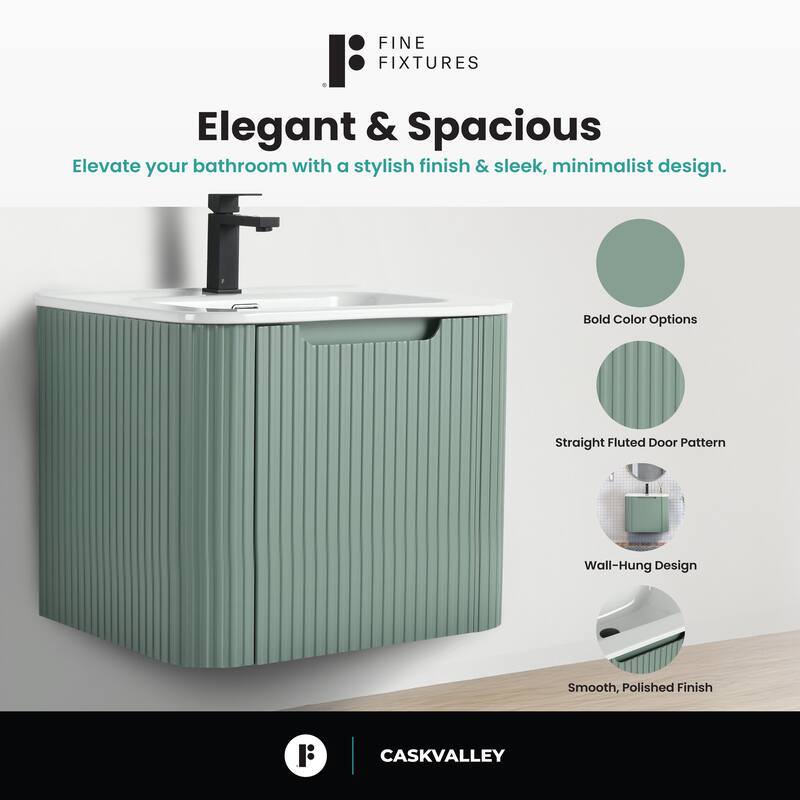 Caskvalley Modern Bathroom Vanity with Straight Fluted Design - Sink Included
