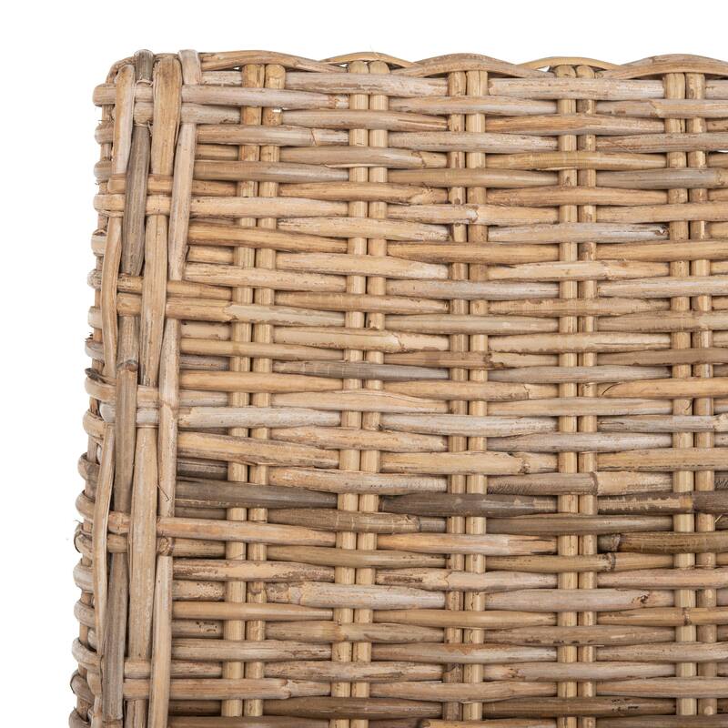 SAFAVIEH Charolette Indoor Wicker Brown Sloping Arm Chairs (Set of 2) - 20" x 24" x 39" - 20Wx24Dx39H