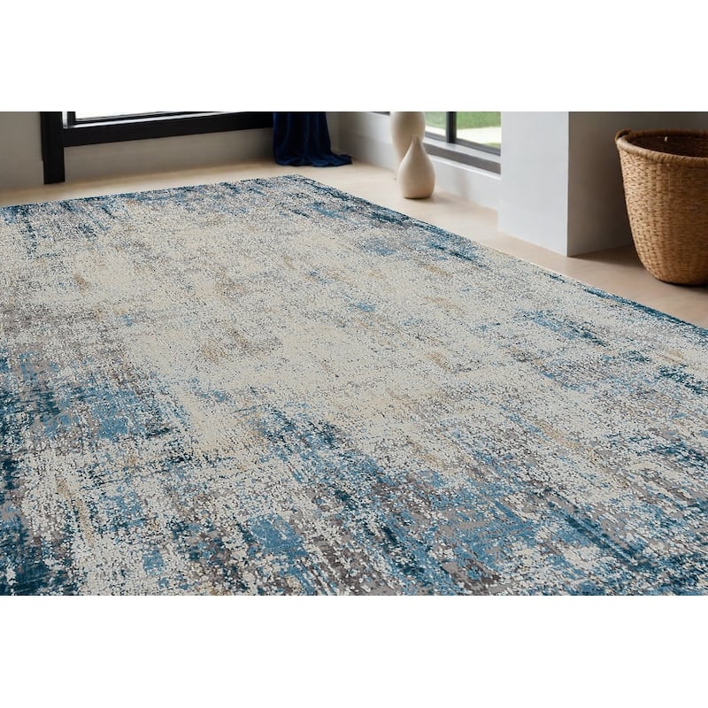 Daca Abstract Area Rug By HomeRoots - 5' x 8' - Blue