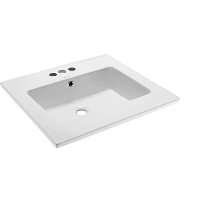 Swiss Madison Voltaire 26" Ceramic Vanity Top - 3 Pre-drilled Holes - Glossy White - Glossy