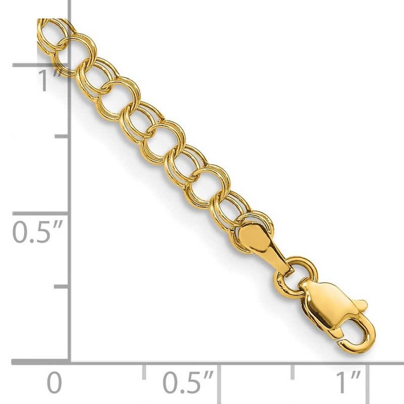 Curata 14k Yellow Gold 4mm Hollow Double Link Charm Bracelet Options: 7" 8"