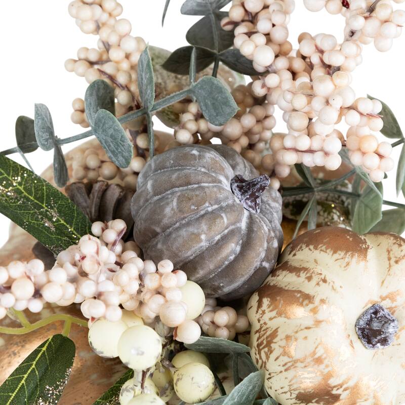 Mini Pumpkins and Berries Glittered Fall Harvest Decoration - 9"