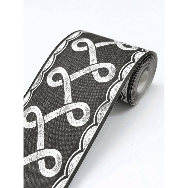 Chesapeake Scalloped Ribbon Black Trim Wall Border