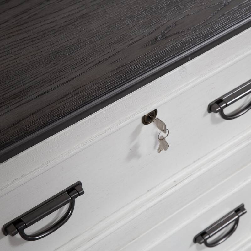 Allyson Park Wirebrushed White Bunching Lateral File Cabinet