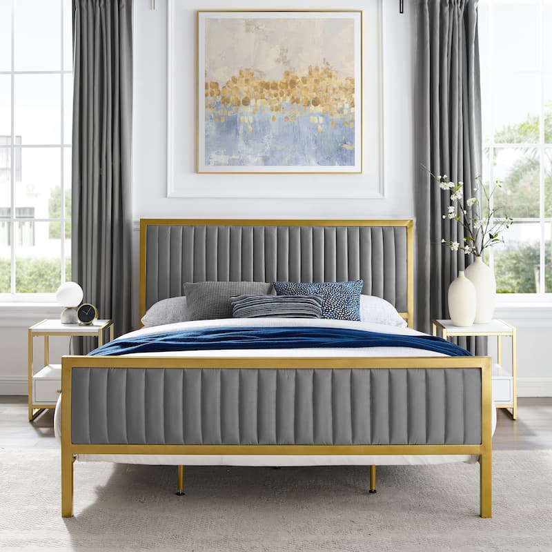 Corvus Velvet Platform Bed