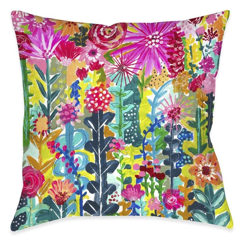 Vivid Floral Cluster Outdoor Pillow