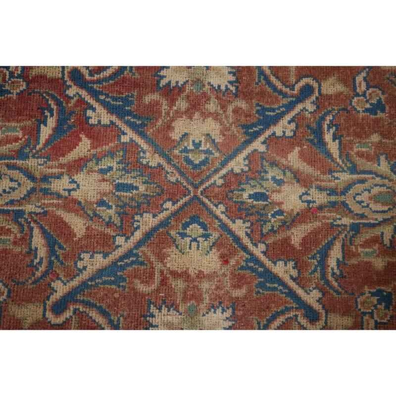 Floral Sarouk Persian Vintage Runner Rug Hand-Knotted Wool Carpet - 3'4" x 13'0"