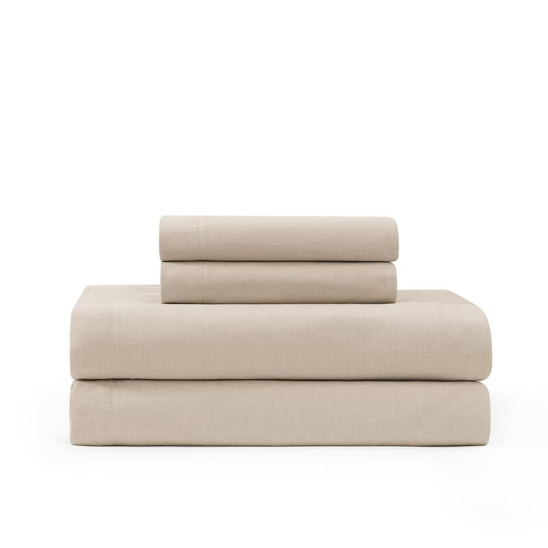 Tommy Hilfiger Washed Cotton Chambray Sheet Set - Beige - Queen