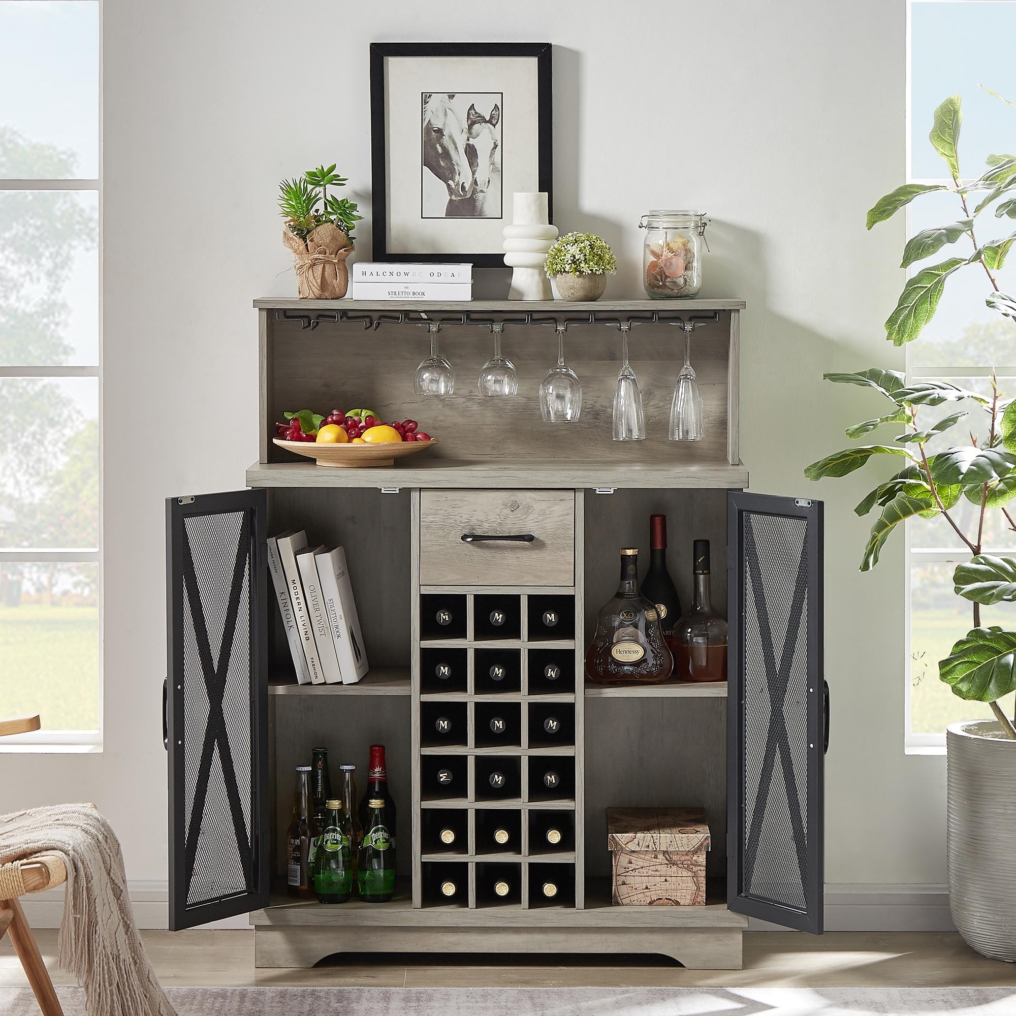 Retro industrial shop wine cabinet