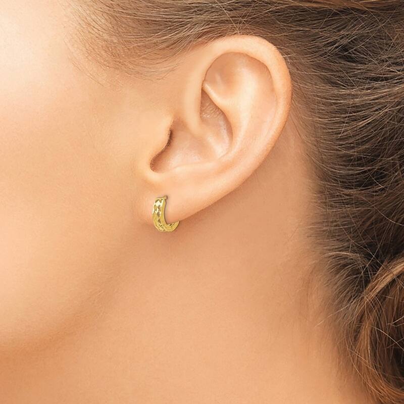 Curata 14k Yellow Gold Open back Hinged Hoop Earrings - 8x2.5mm Wide