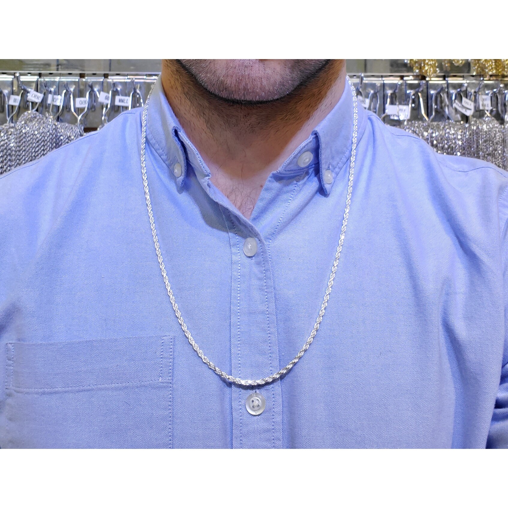Made in Italy Savlano 925 Sterling Silver 4mm Solid Italian Rope Diamond Cut Twist Link Chain Necklace with Gift Box for Men & Women Made in Italy Savlano 925 Sterling Silver 4mm Solid Italian Rope Diamond Cut Twist Link Chain Necklace with Gift Box for Men & Women